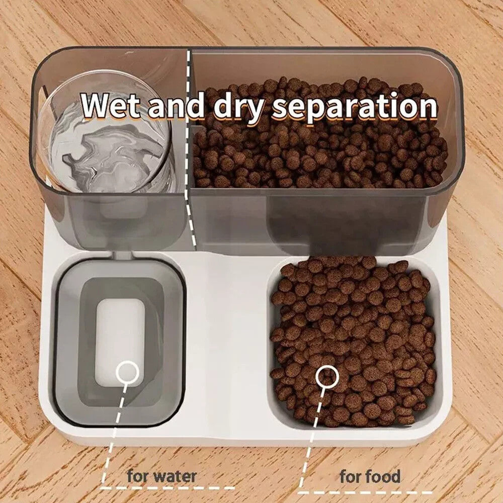 2 In1 Feeder Food Water Dispenser Bowl Automatic Dog Cat Bottle Pet Self Feeding