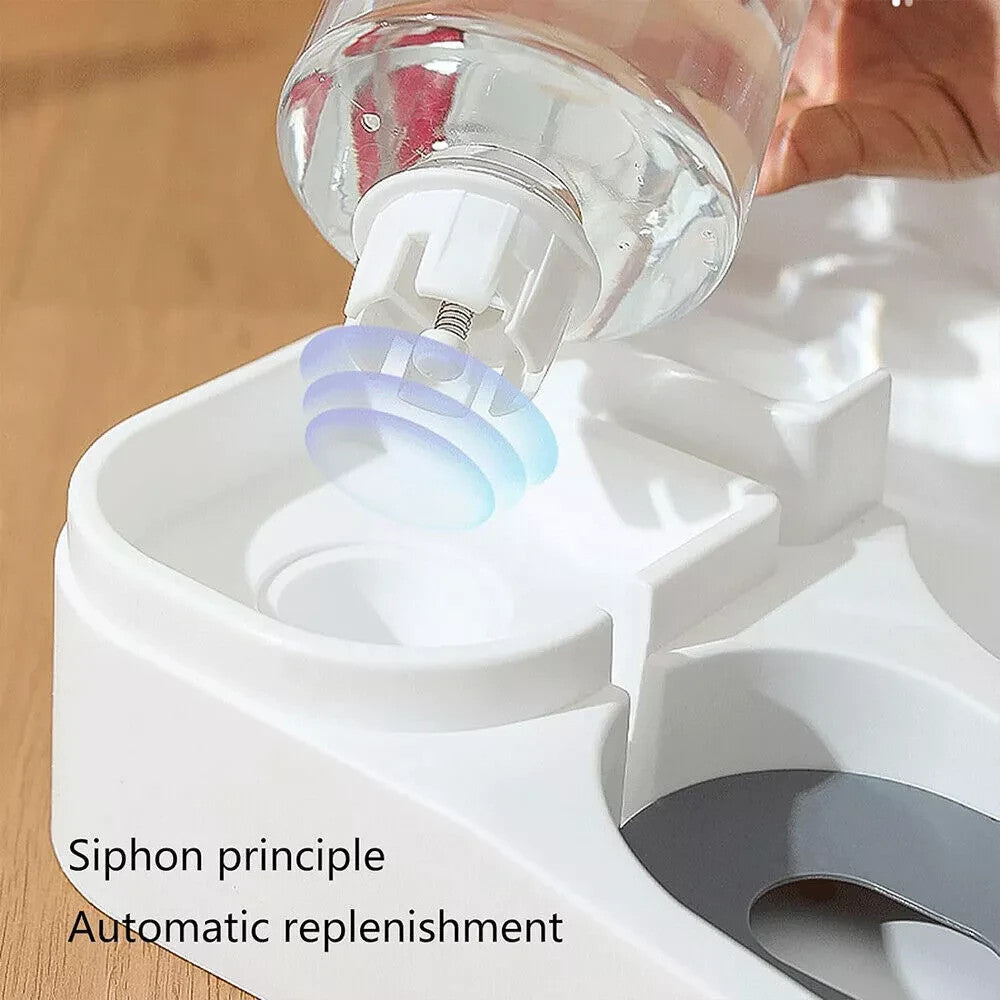 2 In1 Feeder Food Water Dispenser Bowl Automatic Dog Cat Bottle Pet Self Feeding