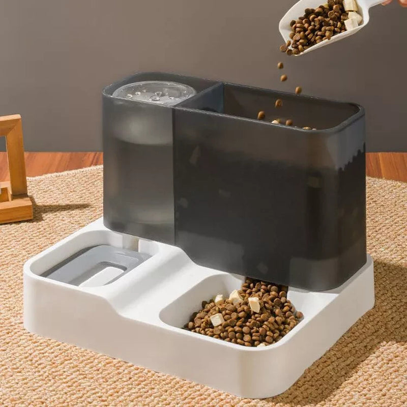 2 In1 Feeder Food Water Dispenser Bowl Automatic Dog Cat Bottle Pet Self Feeding